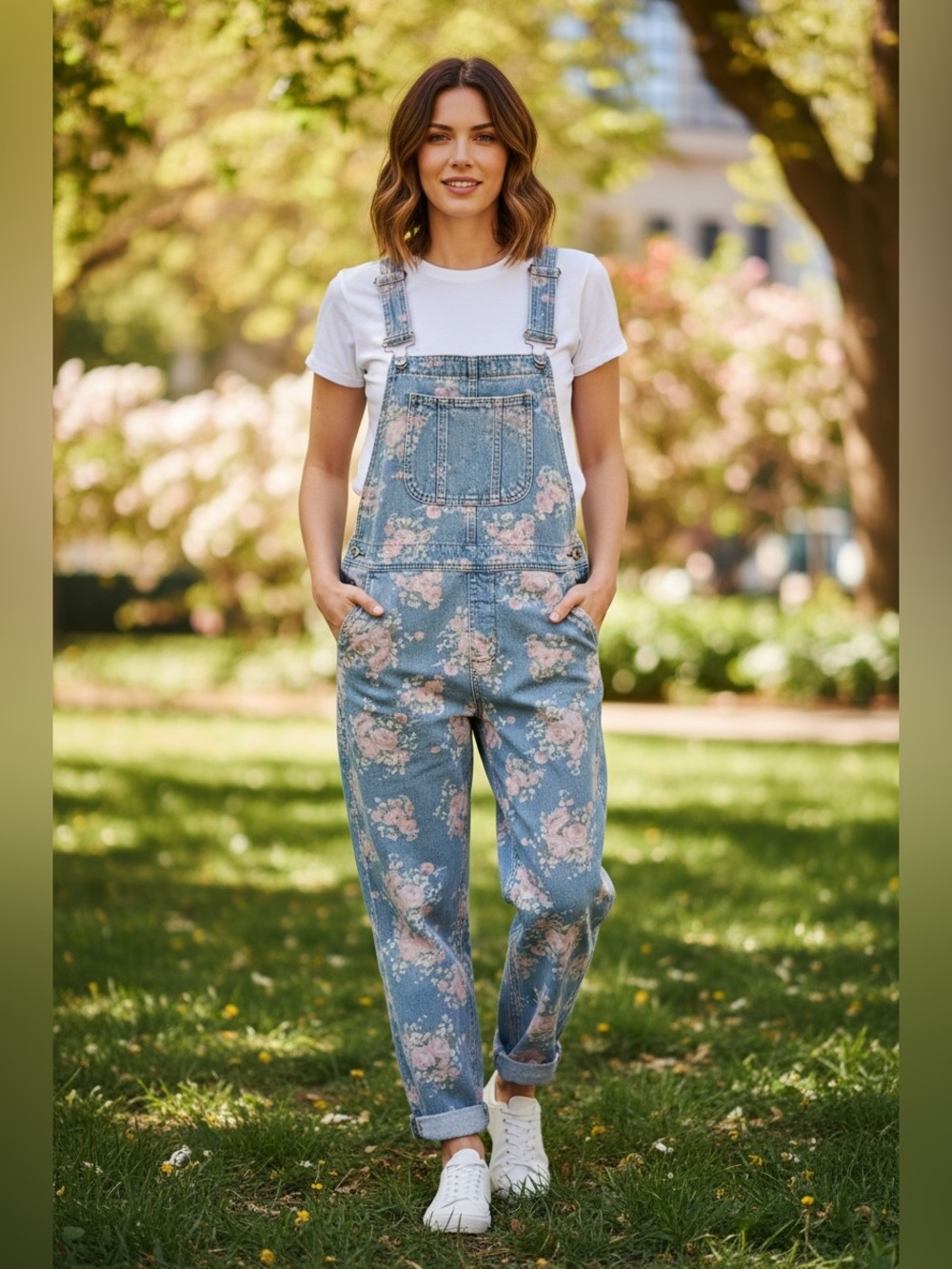 April Cornell for Modern Prairie Floral Denim Overalls Cottagecore Garden Print
